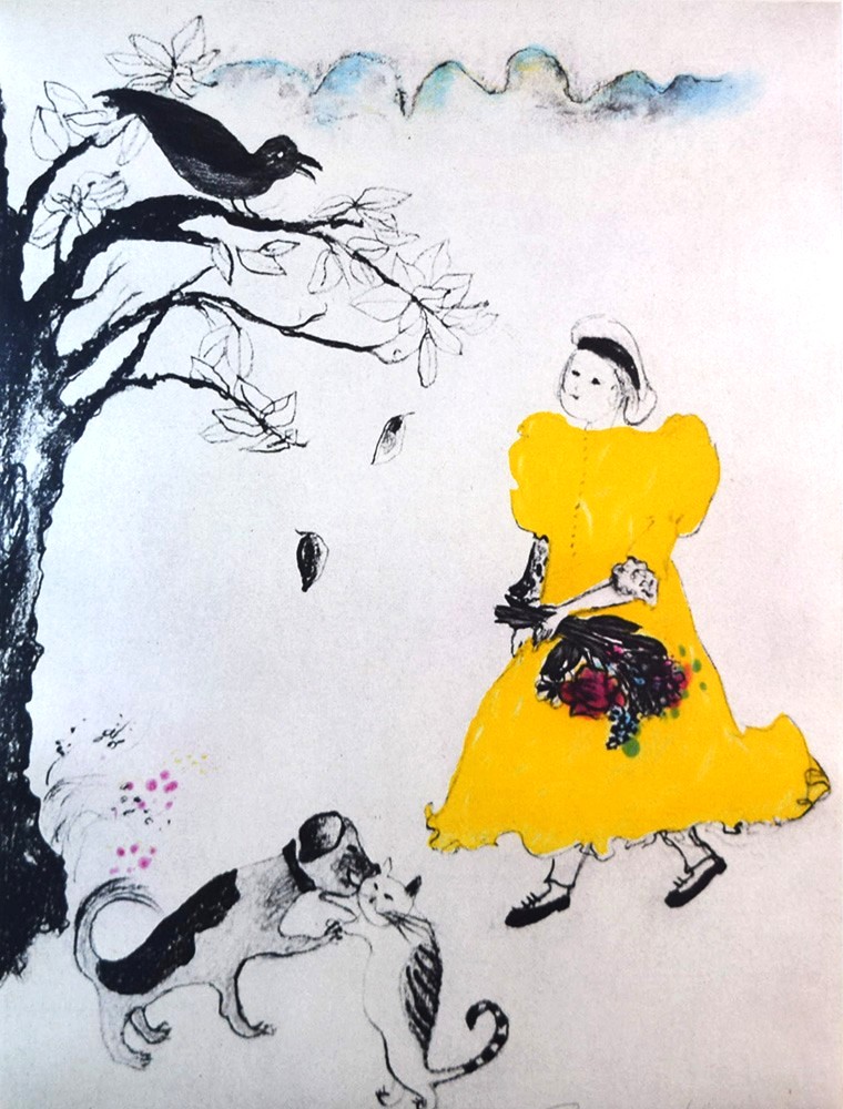 フジコ・ヘミングの絵画作品　タイトルは、黄色のワンピース